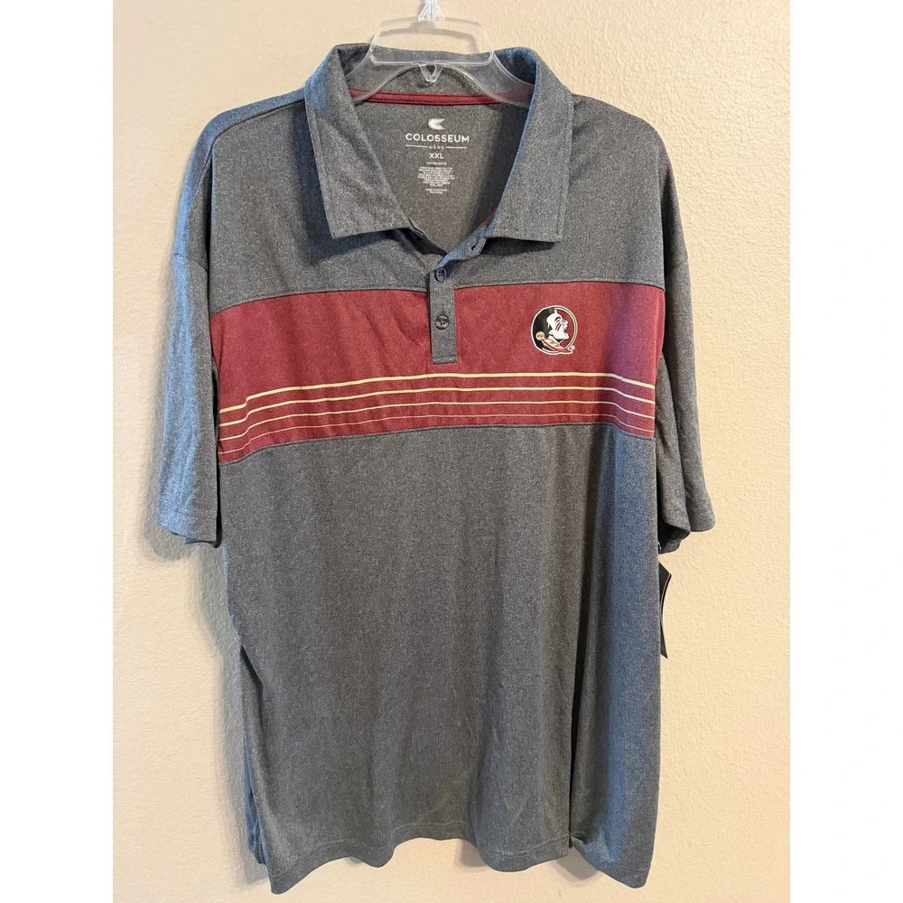 Colosseum Polo Shirt Mens XXL Gray New Florida State Seminoles FSU NCAA Sport